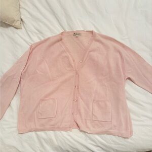 Pink cashmere vneck cardigan
